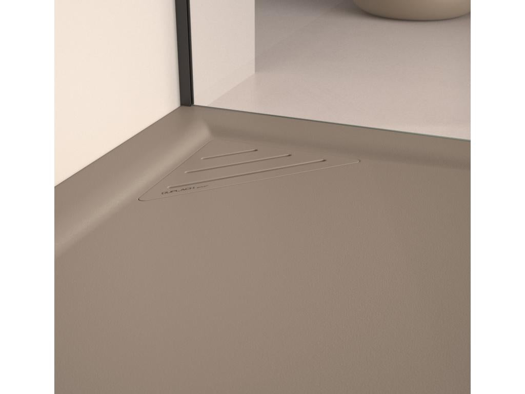 Sand-colored shower tray with smooth finish, Decohaute colored grate - 90x80 cm FECQ19187