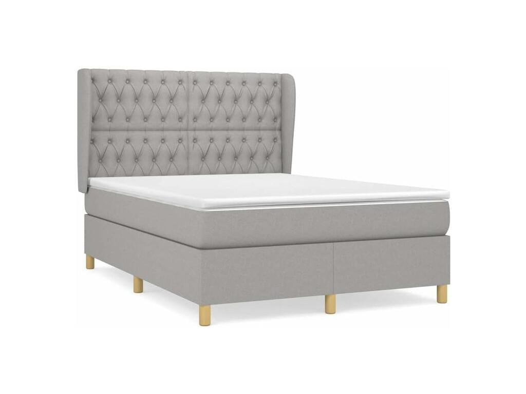 Decohaute bed base with light grey mattress 140x200 Fabric CRFT36317