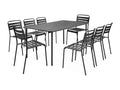 Anthracite metal garden table with 8 chairs - rust-resistant treatment - Domopure and rounded edges FKIX91042
