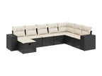 8-piece garden furniture set with cushions, black resin wicker MTWA30702
