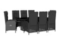 9-piece garden dining set with black resin wicker cushions KHVD34413