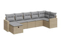 7-piece garden furniture set with cushions, beige woven resin KFDA57014