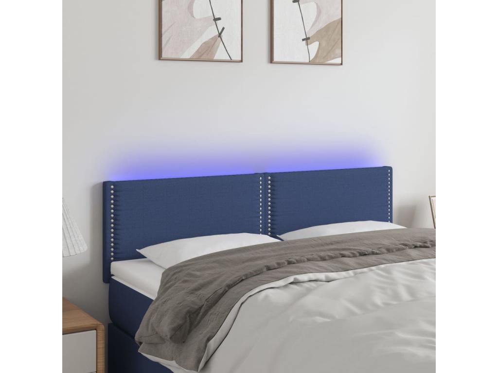 Blue LED Headboard 144x5x78/88 cm Fabric RKQB22657